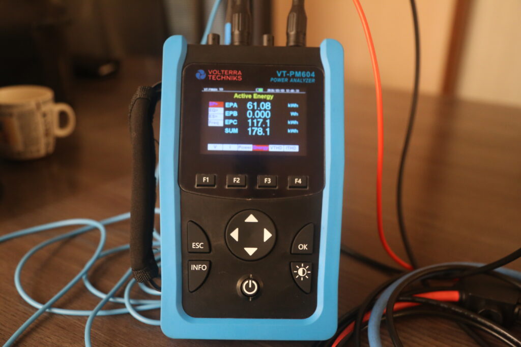 Volterra Techniks VT-PM604 Power Analyser with Flexible Rogowski Current Probes Active Energy Screen